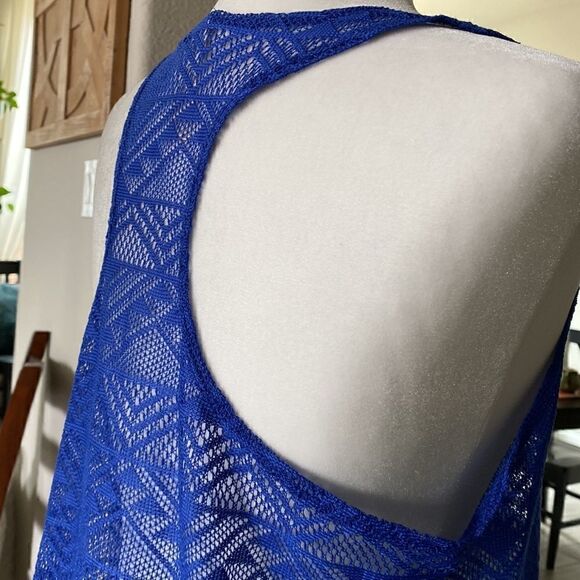 Miken Swim Swimwear Royal Blue Cover Tank Top Tunic Aztec Coastal M - Picture 7 of 9